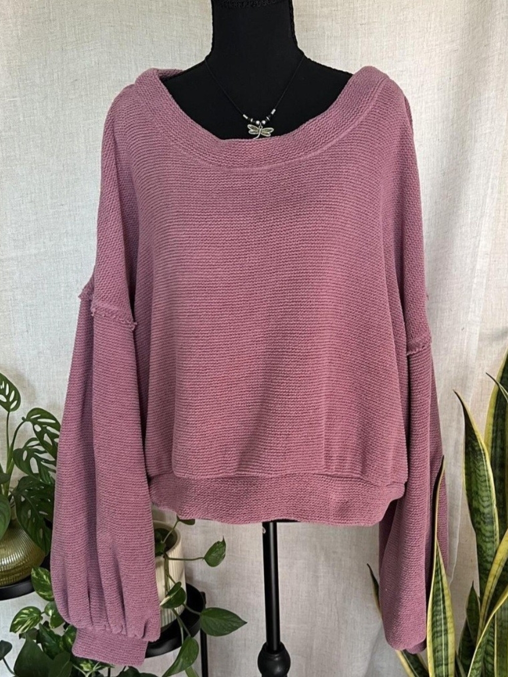 Free People Cropped Textured Sweater